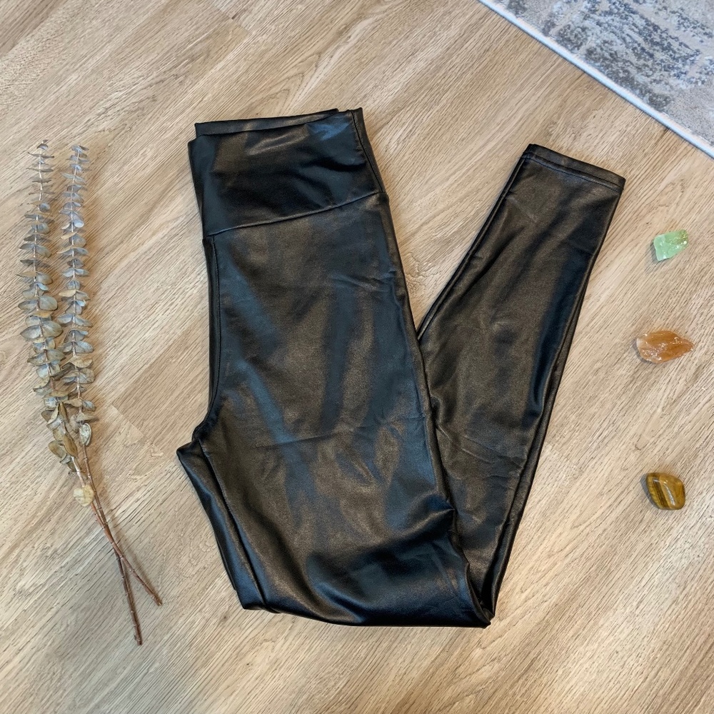 Spanx Dupe Black Pleather Leggings